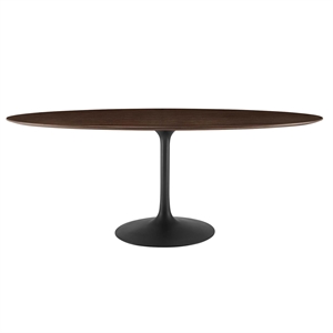 Modway Lippa 78&quot Oval Modern Wood & Metal Dining Table in Cherry Walnut/Black