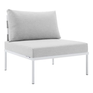 Modway Harmony Modern Fabric & Metal Outdoor Patio Armless Chair in Gray/White