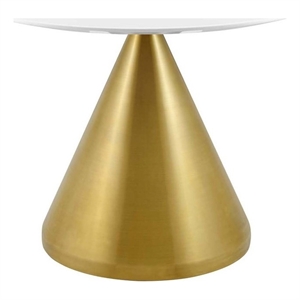 Modway Tupelo 39.5&quot Round Modern Wood & Metal Dining Table in White/Gold