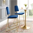 Modway Ponder Performance Velvet Upholstered Dining Bar Stool in Navy