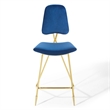 Modway Ponder Performance Velvet Upholstered Dining Bar Stool in Navy
