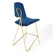 Modway Ponder Performance Velvet Upholstered Dining Bar Stool in Navy