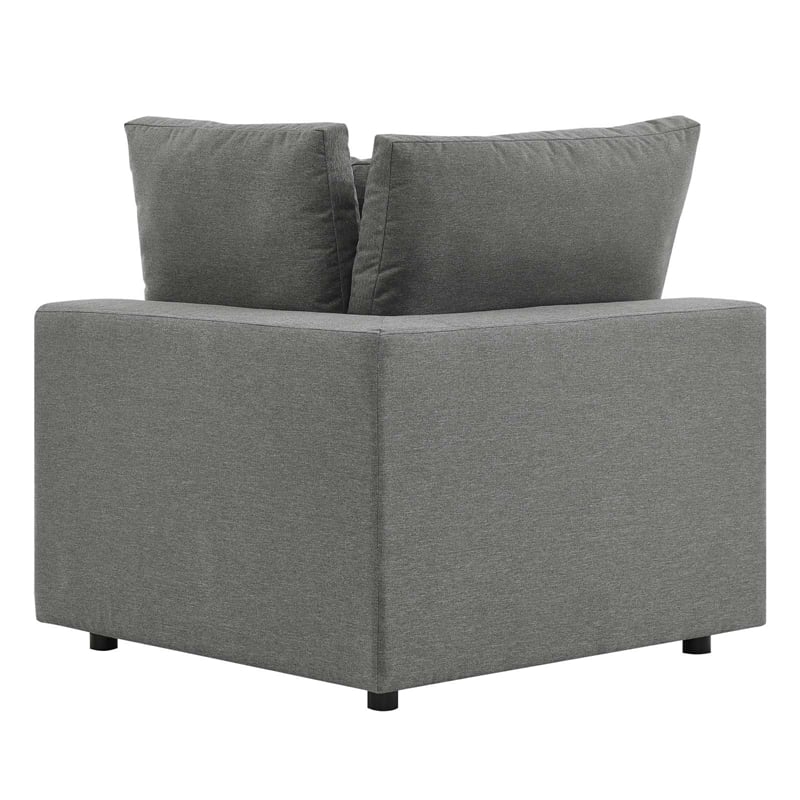 Modway Commix Modern Overstuffed Fabric Outdoor Loveseat in Charcoal