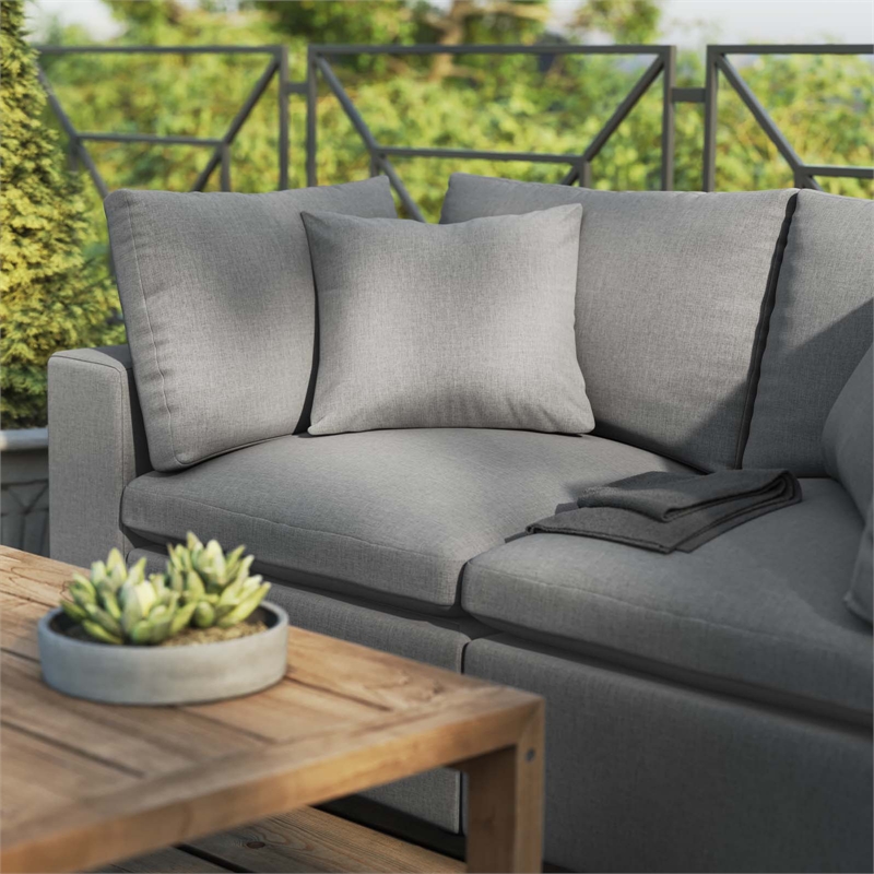 Modway Commix Modern Overstuffed Fabric Outdoor Loveseat in Charcoal