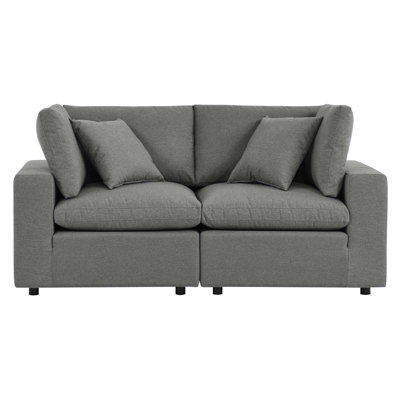 Modway Commix Modern Overstuffed Fabric Outdoor Loveseat in Charcoal