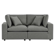 Modway Commix Modern Overstuffed Fabric Outdoor Loveseat in Charcoal