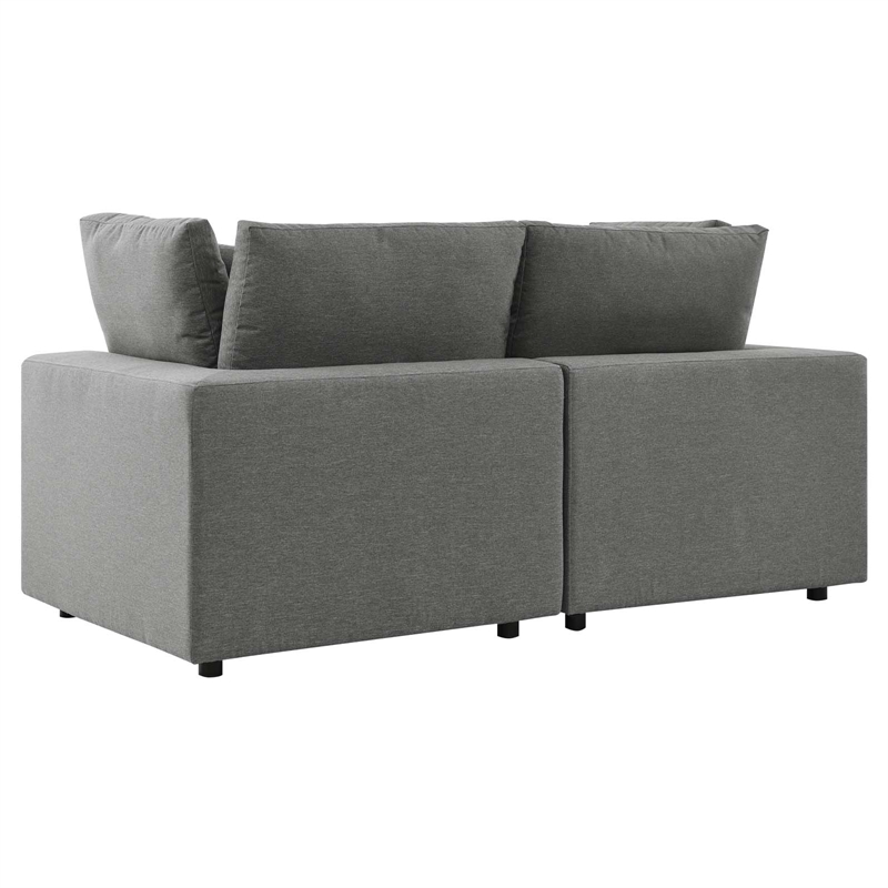 Modway Commix Modern Overstuffed Fabric Outdoor Loveseat in Charcoal