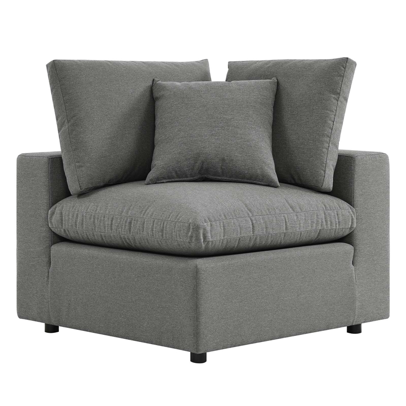 Modway Commix Modern Overstuffed Fabric Outdoor Loveseat in Charcoal