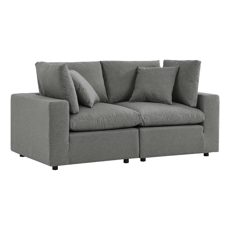 Modway Commix Modern Overstuffed Fabric Outdoor Loveseat in Charcoal