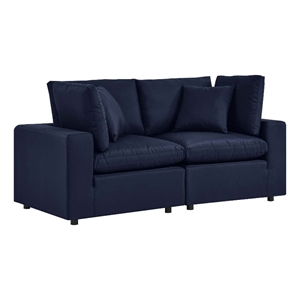modway commix overstuffed modern fabric outdoor patio loveseat in navy
