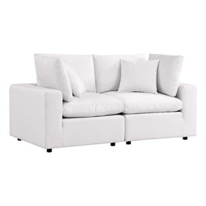 modway commix overstuffed modern fabric outdoor patio loveseat in white