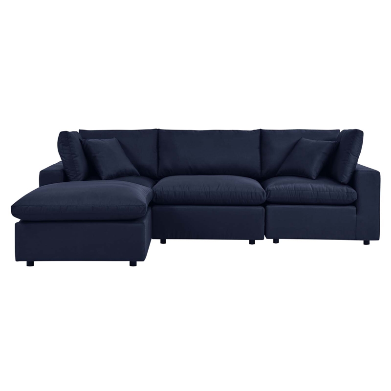 Modway Commix 4-Piece Modern Fabric Outdoor Sectional Sofa in Navy