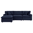 Modway Commix 4-Piece Modern Fabric Outdoor Sectional Sofa in Navy