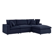 Modway Commix 4-Piece Modern Fabric Outdoor Sectional Sofa in Navy