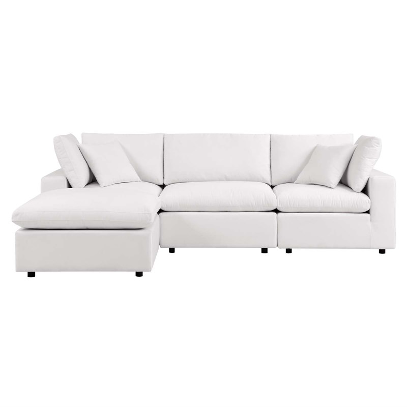 Modway Commix 4-Piece Modern Fabric Outdoor Sectional Sofa in White
