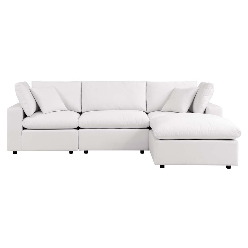 Modway Commix 4-Piece Modern Fabric Outdoor Sectional Sofa in White