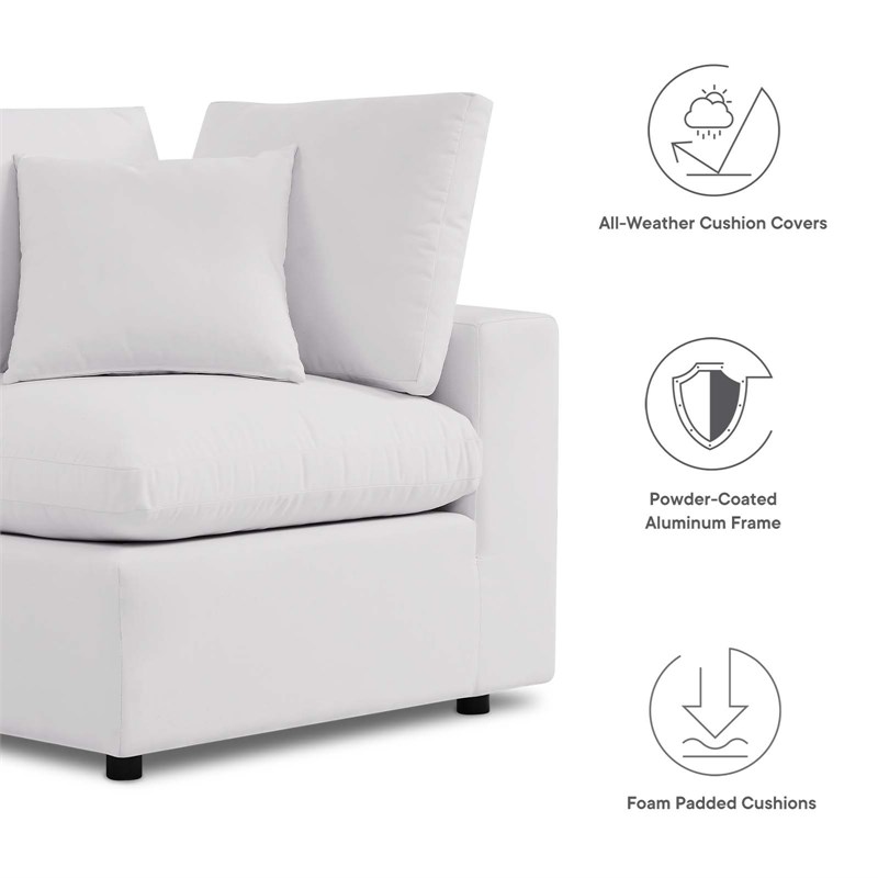 Modway Commix 4-Piece Modern Fabric Outdoor Sectional Sofa in White