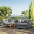 Modway Commix 5 Piece Modern Fabric Outdoor Sectional Sofa in Charcoal