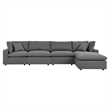 Modway Commix 5 Piece Modern Fabric Outdoor Sectional Sofa in Charcoal