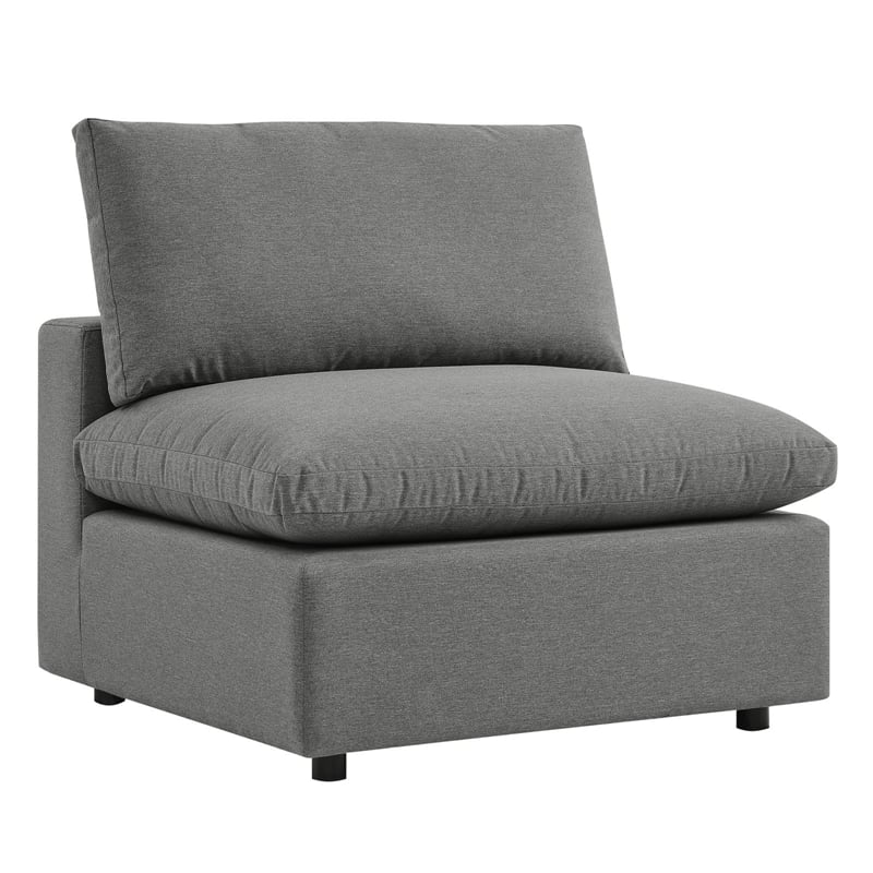 Modway Commix 5 Piece Modern Fabric Outdoor Sectional Sofa in Charcoal