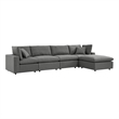 Modway Commix 5 Piece Modern Fabric Outdoor Sectional Sofa in Charcoal