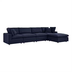 modway commix 5-piece fabric outdoor sectional sofa with ottoman in navy