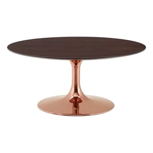 Modway Lippa Round Wood Grain 36&quot Coffee Table in Rose Cherry Walnut