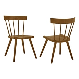 Modway Sutter 18&quot Elm Wood Dining Side Chair in Walnut (Set of 2)