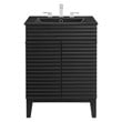 Modway Render Mid-Century Modern Wood Bathroom Vanity in Black