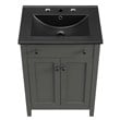 Modway Nantucket Modern Wood/Ceramic Bathroom Vanity in Gray/Black