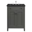 Modway Nantucket Modern Wood/Ceramic Bathroom Vanity in Gray/Black