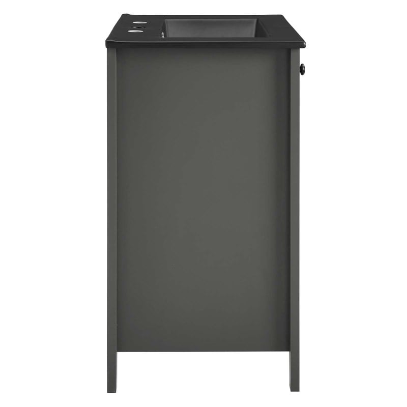 Modway Nantucket Modern Wood/Ceramic Bathroom Vanity in Gray/Black