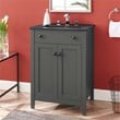 Modway Nantucket Modern Wood/Ceramic Bathroom Vanity in Gray/Black