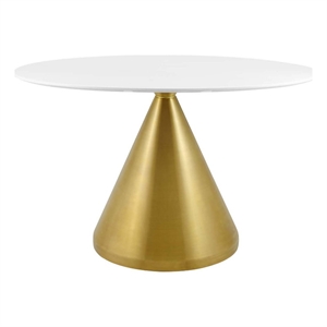 Modway Tupelo 47&quot Oval Modern Metal/Wood Dining Table in White/Gold