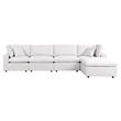 Modway Commix 5 Piece Modern Fabric Outdoor Sectional Sofa in White