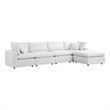 Modway Commix 5 Piece Modern Fabric Outdoor Sectional Sofa in White