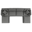 Modway Commix 6-Piece Modern Fabric Outdoor Sectional Sofa in Charcoal