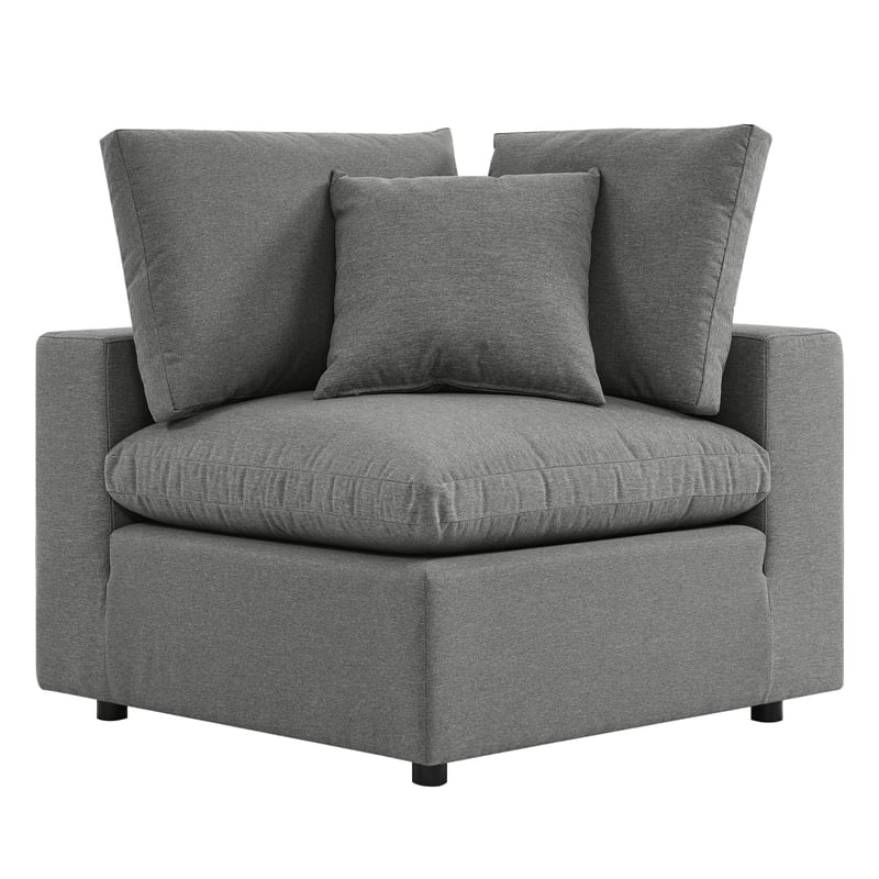 Modway Commix 6-Piece Modern Fabric Outdoor Sectional Sofa in Charcoal