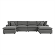 Modway Commix 6-Piece Modern Fabric Outdoor Sectional Sofa in Charcoal