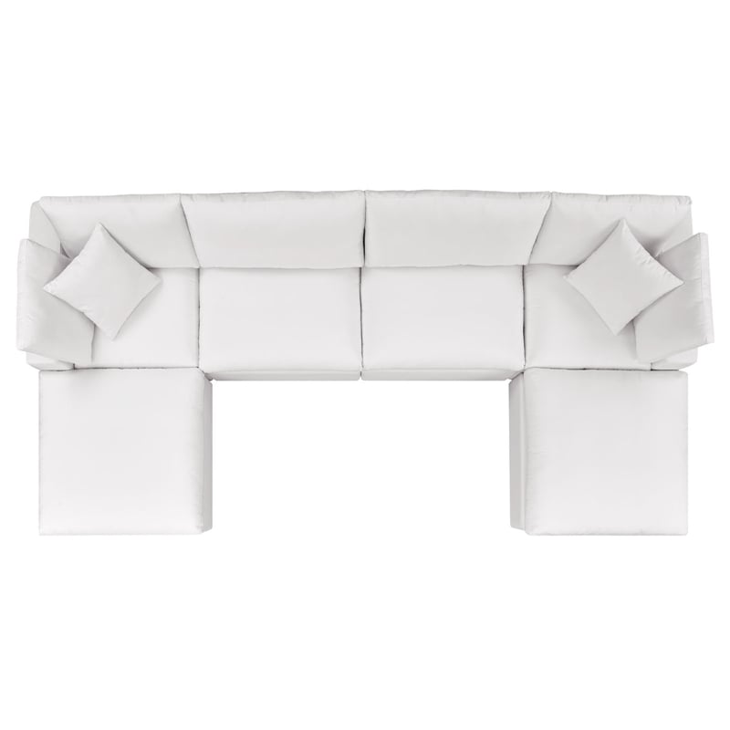 Modway Commix 6-Piece Modern Fabric Outdoor Sectional Sofa in White