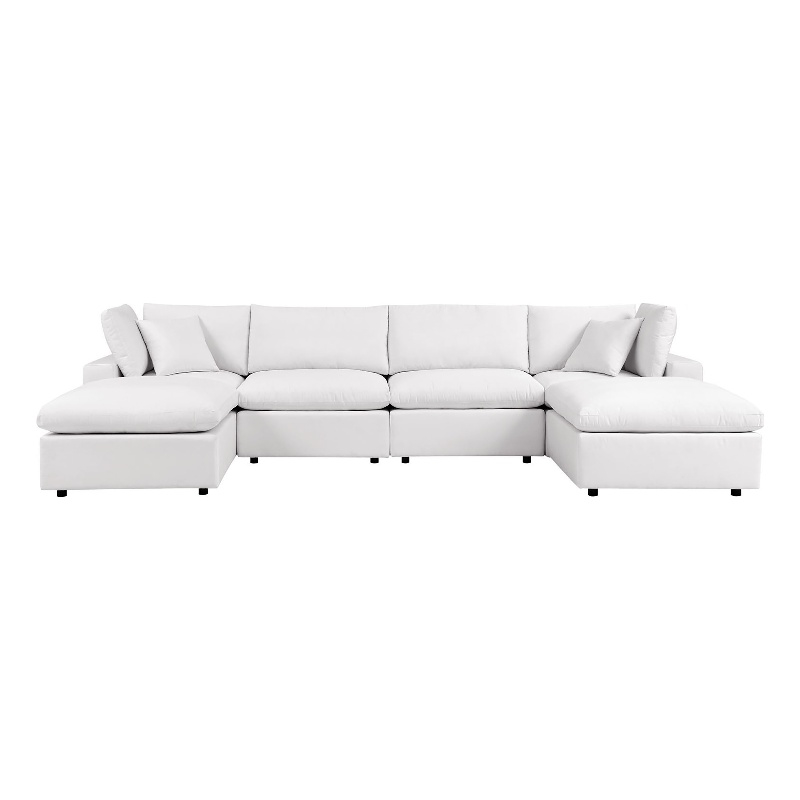 Modway Commix 6-Piece Modern Fabric Outdoor Sectional Sofa in White