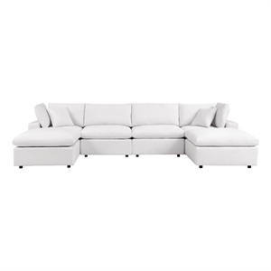 modway commix 6-piece modern fabric outdoor patio sectional sofa in white