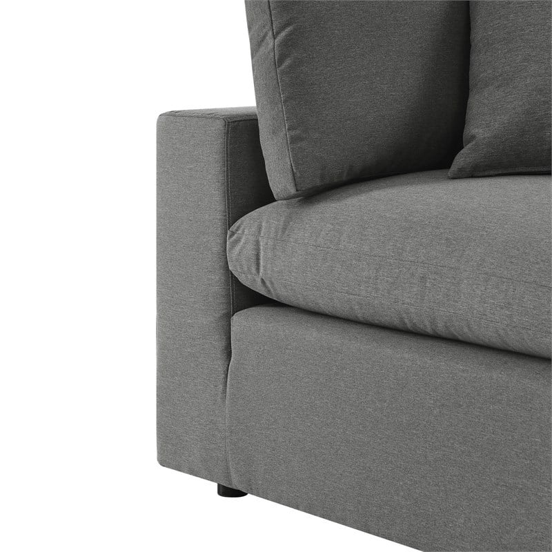 Modway Commix 5-Piece Modern Fabric Patio Sectional Sofa in Charcoal