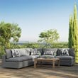Modway Commix 5-Piece Modern Fabric Patio Sectional Sofa in Charcoal