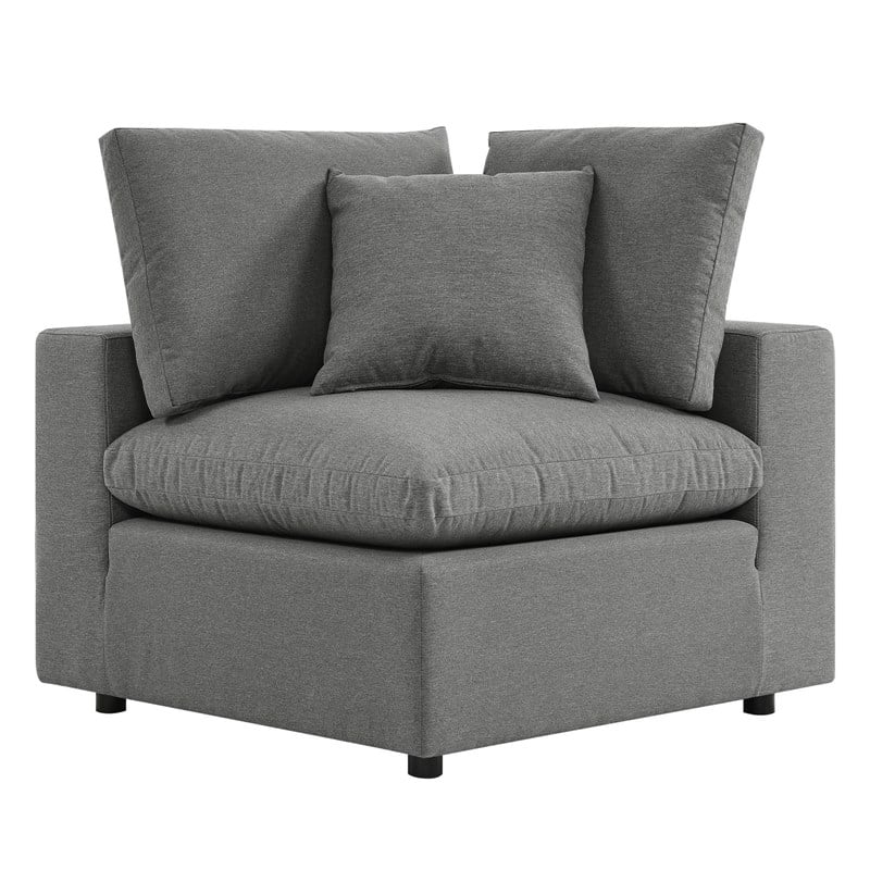 Modway Commix 5-Piece Modern Fabric Patio Sectional Sofa in Charcoal