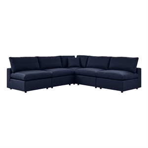 modway commix 5-piece outdoor patio sectional sofa with corner chair in navy