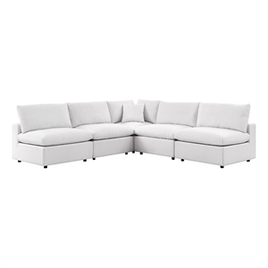 modway commix 5-piece outdoor patio sectional sofa with corner chair in white
