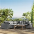 Modway Commix 5 Piece Modern Fabric Patio Sectional Sofa in Charcoal