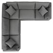 Modway Commix 5 Piece Modern Fabric Patio Sectional Sofa in Charcoal