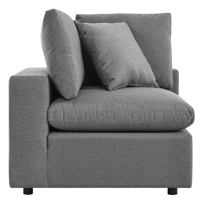 modway commix 5 piece modern fabric patio sectional sofa in charcoal